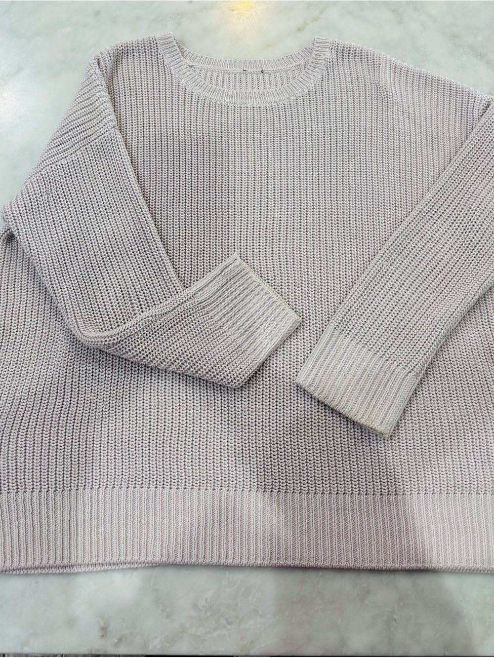 Eileen Fisher Organic Cotton Soft Chunky Crewneck Sweater in Pale Lavender